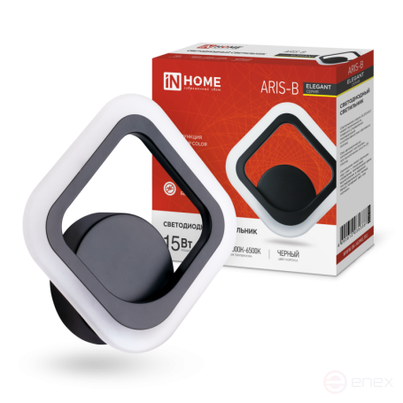 Светильник светодиодный ELEGANT ARIS-B 15Вт 230В 3000-6500K 1200Лм STEP COLOR черный IN HOME