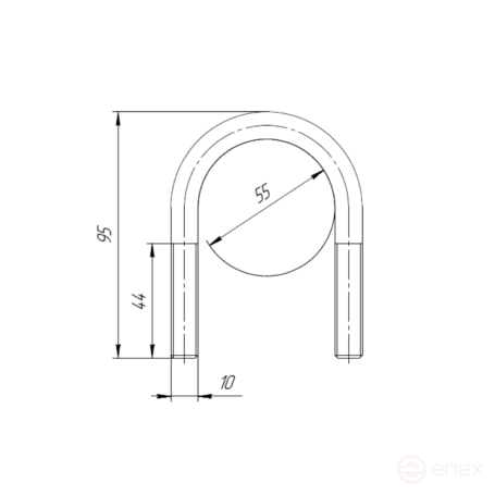 Керн Комплект хомут U образный гост 24137-80 м10х55 + 2 гайки + 2шайбы. Оцинкованный. 10 комплектов RKU00100552010