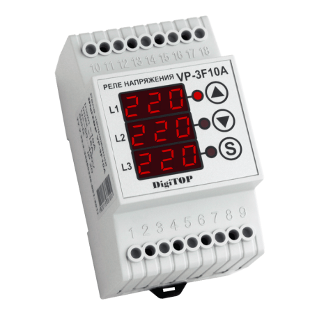 Voltage relay for 3-phase phase input Vp-3F10A on DIN rail