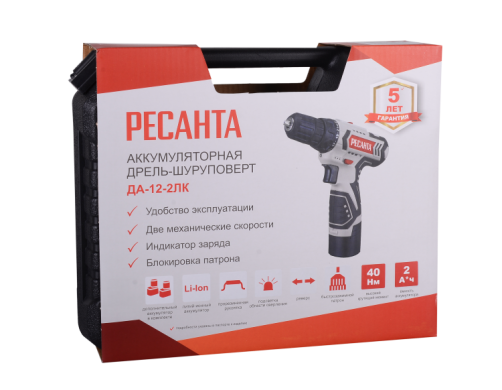 Cordless screwdriver drill DA-12-2LK Resanta