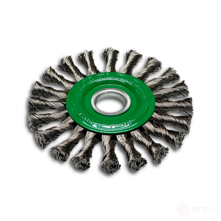 Щетка дисковая жгутовая, Д178 мм, ширина 14 мм, 32 жгута, нержавеющая проволока ROH 0,50 мм, посадочное отверстие 22,2 мм