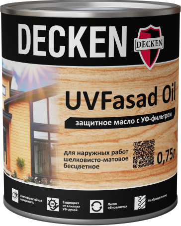 Защитное масло с УФ-фильтром DECKEN UVFasad Oil, 0,75 л