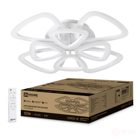 ELEGANT SANSA-W 120W 230V 3000-6500K LED Lamp 650x650x130mm with remote control white IN HOME