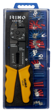 Pliers for stripping and crimping terminals with a set of terminals, 61 pcs.