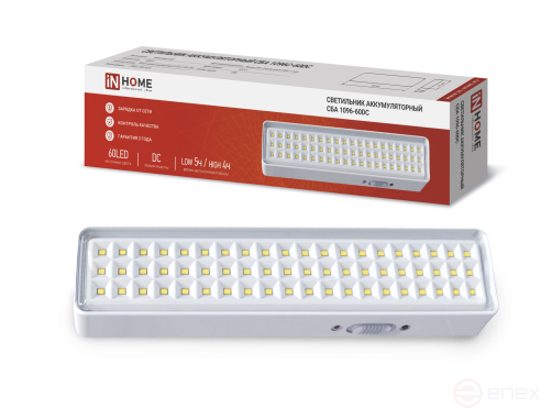 Светильник светодиодный аварийный СБА 1096-60DC 60LED 1.5Ah lithium battery DC IN HOME