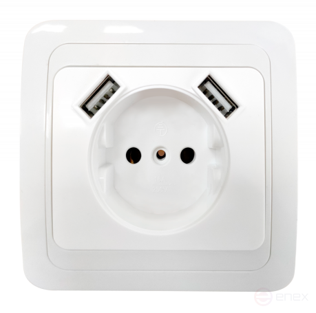 Розетка одинарная CLASSICO с двумя USB белая 2147 IN HOME