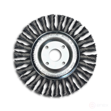 Щетка дисковая жгутовая, Д150 мм, ширина 14 мм, 26 жгутов, стальная прямая проволока STH 0,50 мм, посадочное отверстие 22,2 мм