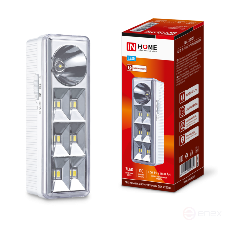 Светильник светодиодный аварийный СБА 2207DC 6+1LED 1.0Ah lithium battery DC IN HOME