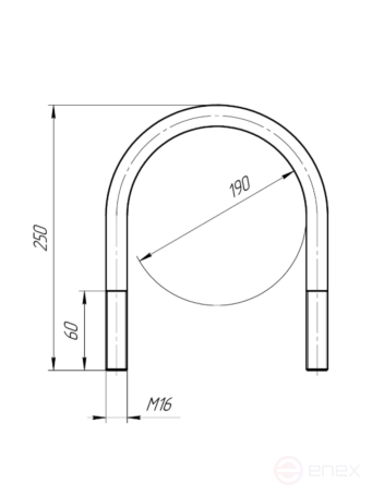 Керн Комплект хомут U образный гост 24137-80 м16х190 + 2 гайки + 2шайбы. Оцинкованный. 1 комплект RKU00161902001
