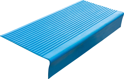 Противоскользящая накладка на ступень средняя угловая (Проступь резиновая) 750х330х100 мм, синяя