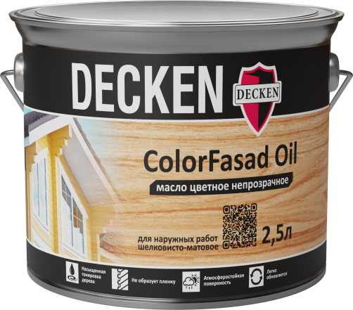 Масло цветное непрозрачное DECKEN ColorFasad Oil, 2,5 л