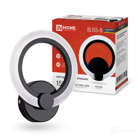 Светильник светодиодный ELEGANT BLISS-B 15Вт 230В 3000-6500K 1200Лм STEP COLOR черный IN HOME