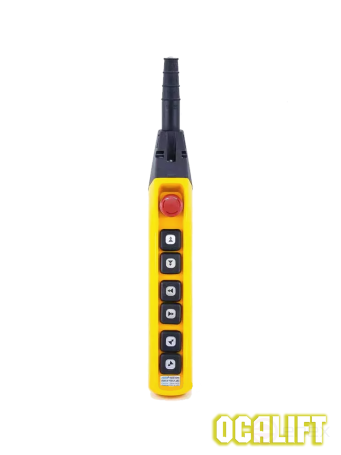 Control panel 6 buttons, 2 speeds, stop, key, for crane beams, IP55 TNHA1-63FYS
