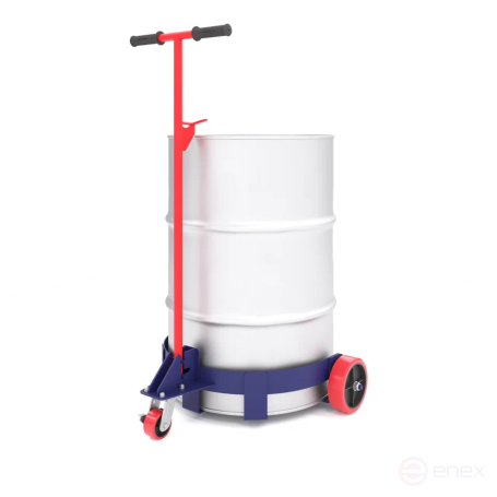 Trolley for transporting metal barrels KB 3 (cast wheels with polyurethane contact layer d200+ d100 bearing with brake)