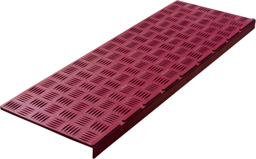 Противоскользящая накладка на ступень малая угловая (Проступь резиновая) 740х250х30 мм, красная