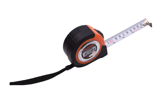 Measuring tape measure with impact-resistant rubberized housing, 7.5 m X 25mm. // HARDEN