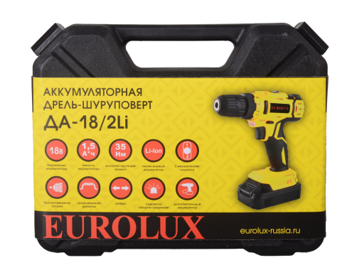 Дрель-шуруповерт аккумуляторная Eurolux ДА-18/2Li