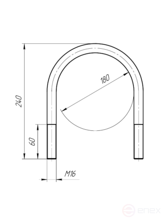 Керн Комплект хомут U образный гост 24137-80 м16х180 + 2 гайки + 2шайбы. Оцинкованный. 1 комплект RKU00161802001