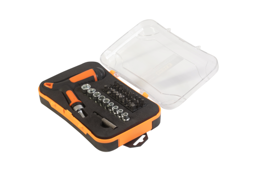 Набор торцевых головок и бит с трещоткой Skole (адаптер, головки 4/5/5,5/6/7/8/9/10/12, магнитный удлинитель 60мм) 41 пр/уп NJ-1041