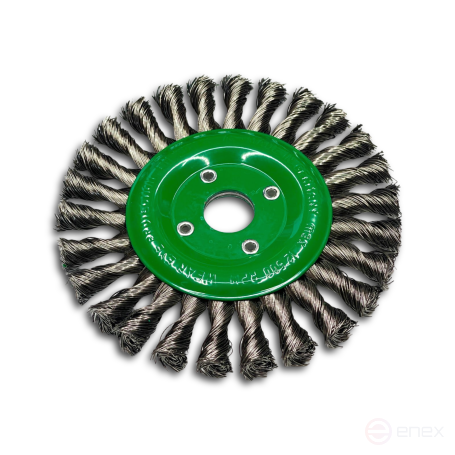 Щетка дисковая жгутовая, Д150 мм, ширина 14 мм, 26 жгутов, нержавеющая прямая проволока ROH 0,50 мм, посадка М14