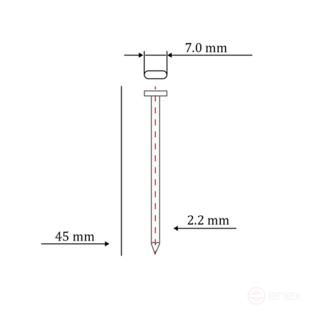 Concrete nail type ST/TN for pneumatic gun (45 mm, type 14ga, 1000 pcs/pack)