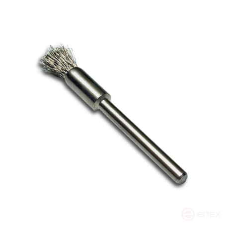 The brush is a corrugated brush, D5 mm, shank 3 mm, stainless corrugated ROF 0.10 mm