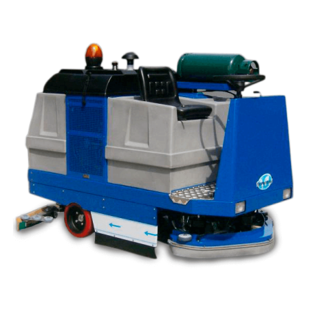Scrubbing machine with operator