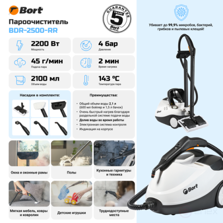 Steam cleaner BORT BDR-2500-RR