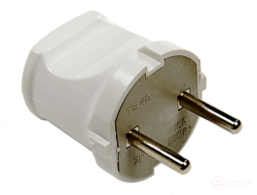 Вилка прямая 10А белая 4142 IN HOME