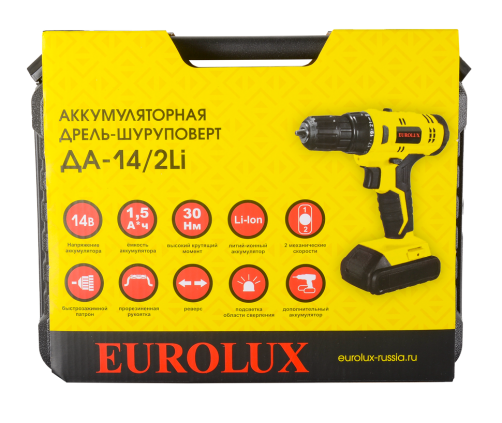 Cordless screwdriver drill Eurolux DA-14/2Li