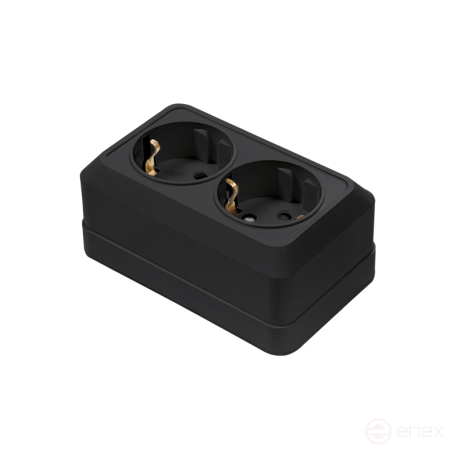 Розетка двойная с заземлением BOLLETO черная накладная 7128B IN HOME