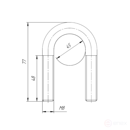 Керн Комплект хомут U образный гост 24137-80 м8х45 + 2 гайки + 2шайбы. Оцинкованный. 10 комплектов RKU00080452010