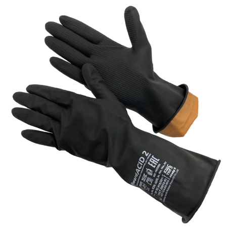 Reinforced rubber technical gloves type 2 with improved properties of Gward ACID 2