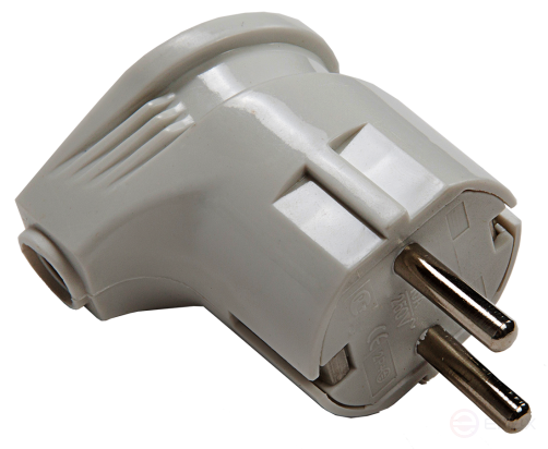 Вилка угловая с заземлением 16А белая 4110 IN HOME