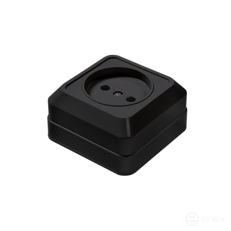 Розетка одинарная BOLLETO черная накладная 7022B IN HOME