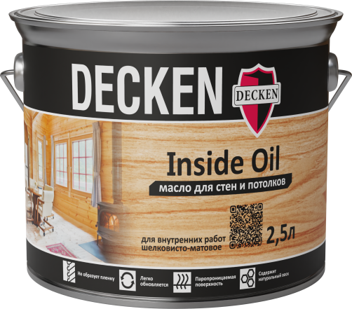 Масло для стен и потолков DECKEN Insidе Oil, 2,5 л