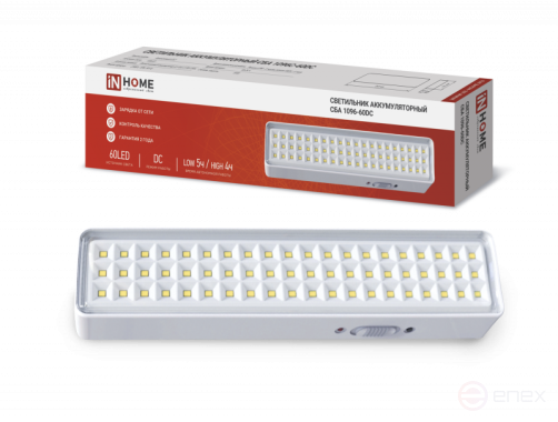Светильник светодиодный аварийный СБА 1096-60DC 60LED 1.5Ah lithium battery DC IN HOME