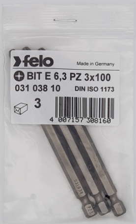 Felo Bit cross series Industrial PZ 3X100, 3 pcs 03103810