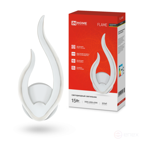 Светильник светодиодный ELEGANT FLAME 15Вт 230В 3000-6500K 1200Лм STEP COLOR белый IN HOME