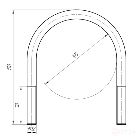Керн Комплект хомут U образный гост 24137-80 м12х105 + 2 гайки + 2шайбы. Оцинкованный. 5 комплектов RKU00121052005