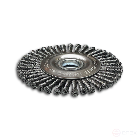 Disc brush harness, D125 mm, width 6 mm, 20 bundles, straight steel wire STH 0.50 mm, landing hole 22.2 mm