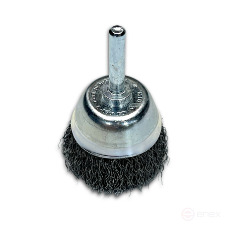 Corrugated cup brush, D50 mm, shank 6 mm, steel corrugated wire STA 0.30 mm