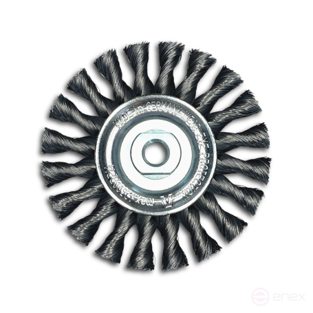 Щетка дисковая жгутовая, Д150 мм, ширина 14 мм, 26 жгутов, стальная прямая проволока STH 0,35 мм, посадка М14