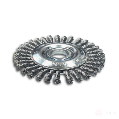 Щетка дисковая жгутовая, Д115 мм, ширина 6 мм, 32 жгута, стальная прямая проволока STH 0,50 мм, посадочное отверстие 22,2 мм