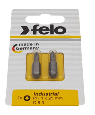 Felo Бита крестовая PH 1X25, серия Industrial, 2 шт в блистере 02201036