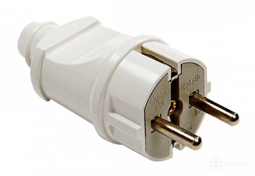 Вилка прямая с заземлением 16А белая 4140 IN HOME
