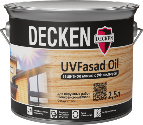 Защитное масло с УФ-фильтром DECKEN UVFasad Oil, 2,5 л