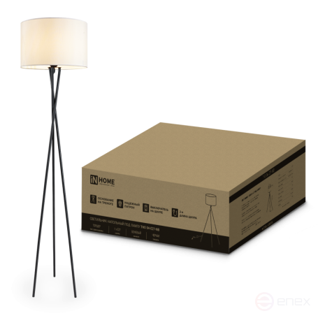 Светильник напольный под лампу ТНО 04-Е27-NB 230В бежевый абажур, черная тренога IN HOME