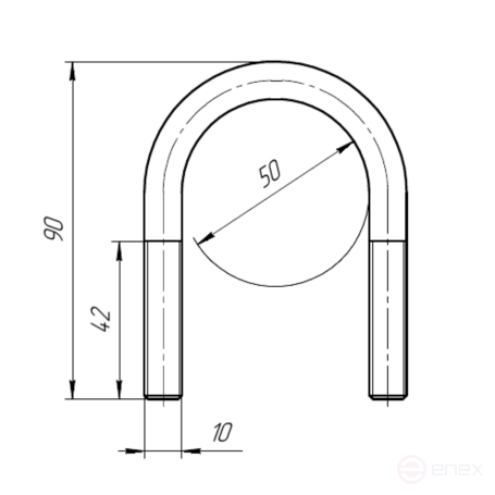Керн Комплект хомут U образный гост 24137-80 м10х50 + 2 гайки + 2шайбы. Оцинкованный. 10 комплектов RKU00100502010