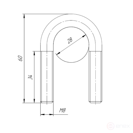 Керн Комплект хомут U образный гост 24137-80 м8х28 + 2 гайки + 2шайбы. Оцинкованный. 10 комплектов RKU00080282010